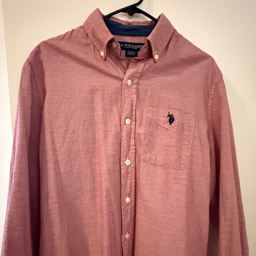 U.S. Polo Assn. Men's Long-Sleeve Button-Down Shirt - Dusty Pink